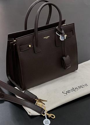 Saint laurent оригинал новая sac de jour baby in sapple grained leather arabica dark brown сумка ysl сак де жж овсен лоренинт лаурен