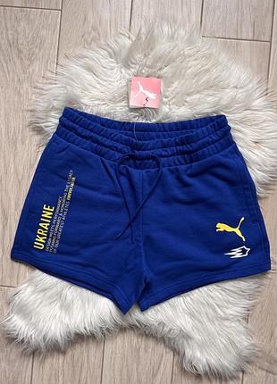 Жіночі шорти puma сині з принтом ukraine
