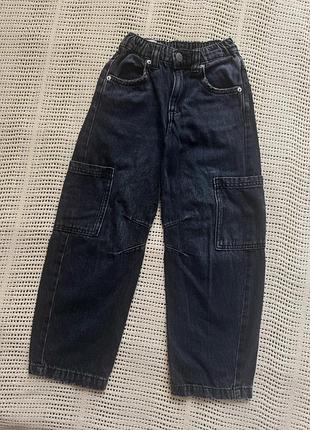 Широкі вільні чорні джинси zara barrel baggy