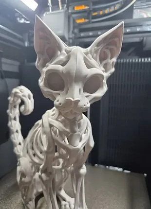 Ажурная фигурка кот скелет 3d - готический декор статуэтка подарок