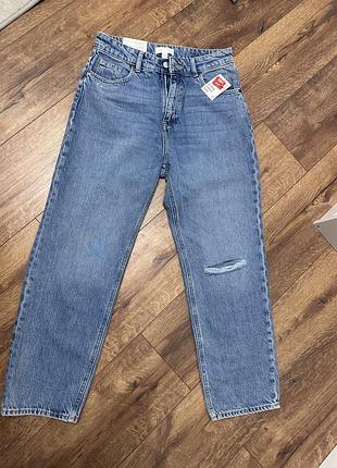 Джинси жіночі h&m mom jeans сині 38 розмір