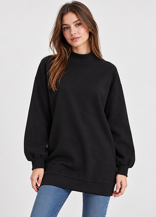 Теплий подовжений чорний жіночий світшот pull&bear 🖤 xs-m