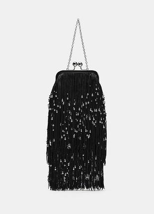 Чорна сумка з бісером zara new