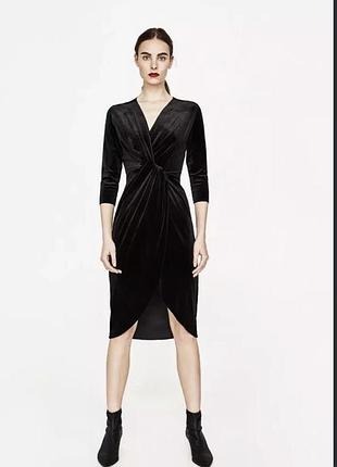 Жіноча вечірня сукня zara чорна оксамитова xs
