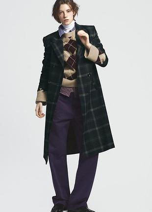Довге картате пальто жіноче zara new