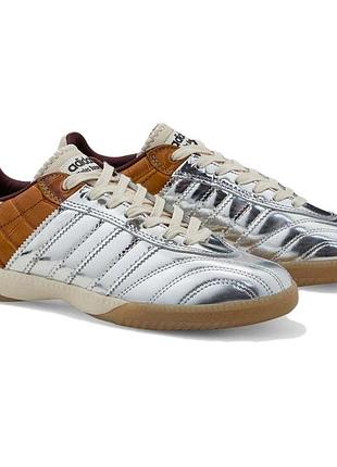 Кросівки adidas samba wales bonner сріблясті з коричневим тисненням під крокодила