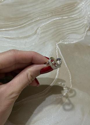 Кільце жіноче swarovski срібло серце з кристалами