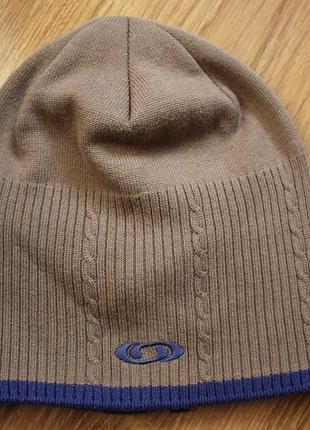 Vintage salomon beanie y2k gorpcore шапка унисекс флис коричневая бини