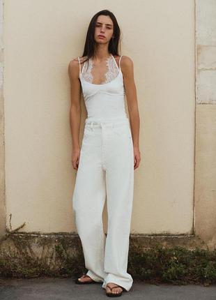 Комбінований білий топ жіночий zara new