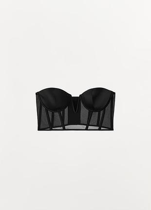 Чорний атласний корсет жіночий zara