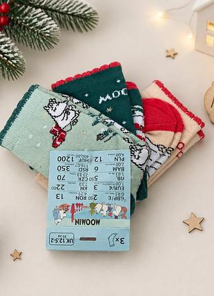 Дитячі новорічні шкарпетки moomin 3 пари (розмір 31-34)