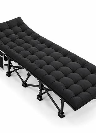Раскладная кровать-раскладушка с матрасом diego rest comfort 190×71см до 200кг, черная