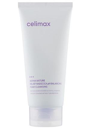 Слабокислотная пенка для чувствительной кожи celimax relief madecica ph balancing foam 150мл