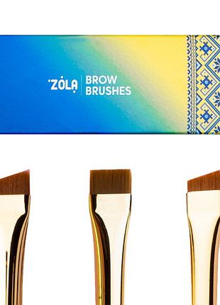 Набір пензлів для фарбування брів zola brow brushes ukrainian edition 3 шт