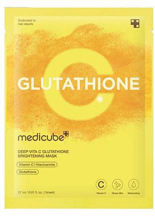 Тканевая маска с витамином с и глутатионом для осветления и сияния medicube deep vita c glutatihione brighteni