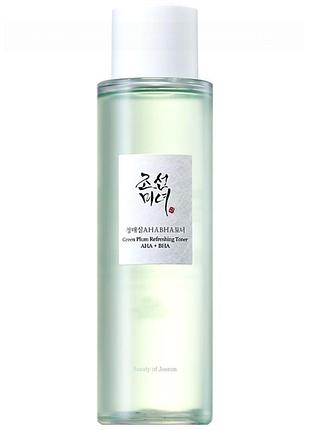 Ежедневный увлажняющий и отшелушивающий тонер beauty of joseon green plum refreshing toner aha + bha 150 мл