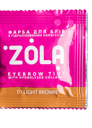 Фарба для брів з колагеном zola eyebrow tint with collagen 01 light brown 5 мл світло-коричнева