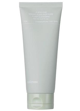 Нежная пена для глубокого очищения с содой и центеллой celimax jiwoogae baking soda deep pore foam cleansing 1