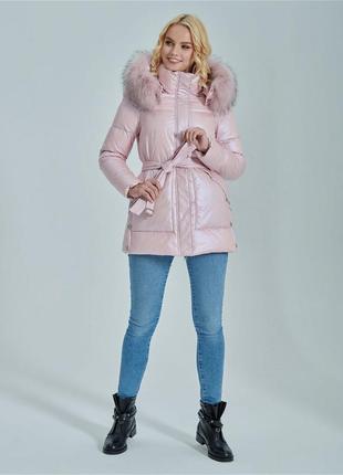 Модная зимняя женская куртка с мехом zlly 195656 фото