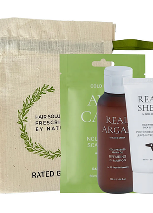 Набор миниатюр с шампунем rated green real argan 100 мл