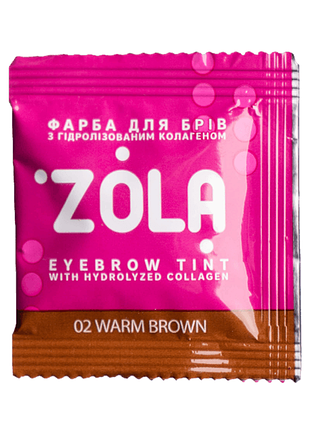 Фарба для брів з колагеном zola eyebrow tint with collagen 02 warm brown 5 мл тепло-коричнева