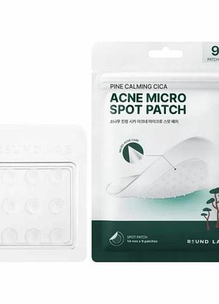 Мікроголкові патчі проти прищів round lab pine calming cica acne micro spot patch 9 patches