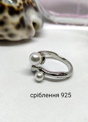 Кільце з намистинами покриття срібло 925 проби кольцо регулювання розміру каблучка срібна мінімалістична