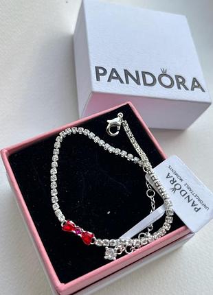 Браслет пандора красный бант белоснежки pandora