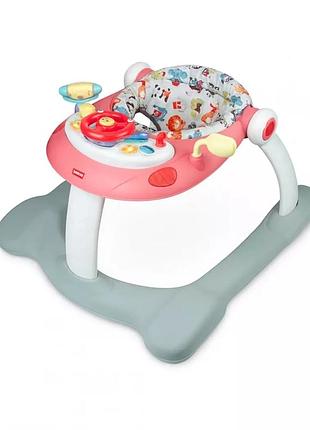 Интерактивные детские ходунки-каталка winfun 2 в 1 drive 'n stride (805304-nl) розовые, игровой центр для девочки