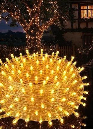Fullarrive - светодиодная гирлянда 35 м, 300 led, теплый белый свет, пульт ду, таймер, 8 режимов, водонепроницаемая ip44