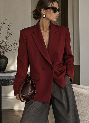 Жакет двубортный оверсайз zara burgundy | s | новый с биркой