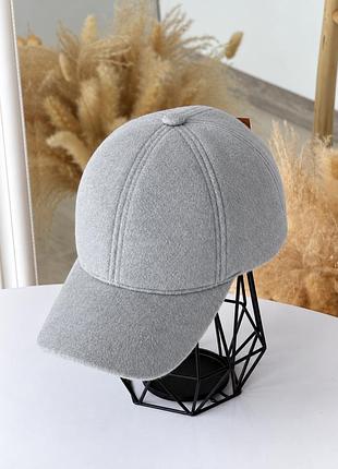 Бейсболка женская cashmere демисезонная с кашемиром и хлопком серая