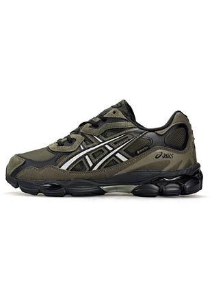 Чоловічі кросівки asics gore-tex хакі, зимові, хутро