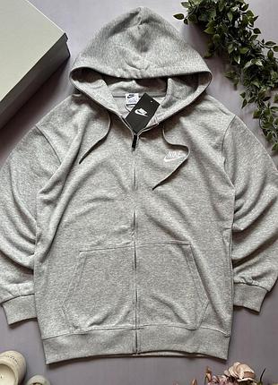 Кофта на блискавці nike (найк), зіпка сіра, спортивна толстовка для повсякденного носіння
