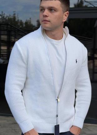 Кардиган polo ralph lauren (поло ральф лорен), біла в'язана кофта демісезонна, однотонна длинный