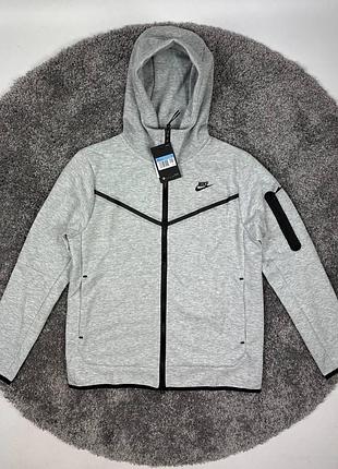 Кофта nike tech fleece (найк тех фліс), сіра спортивна толстовка, демісезонна, утеплена