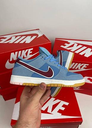 Кросівки nike sb dunk low (найк сб данк лоу), кеди низькі, демісезонні, блакитні з червоним свушем