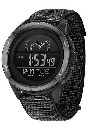 Чоловічий тактичний годинник sanda 2198 nylon all black з електронним циферблатом та підсвічуванням