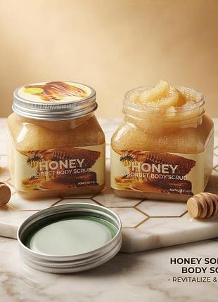 М'який відлущувальний скраб для обличчя та тіла wokali honey sherbet 350 мл