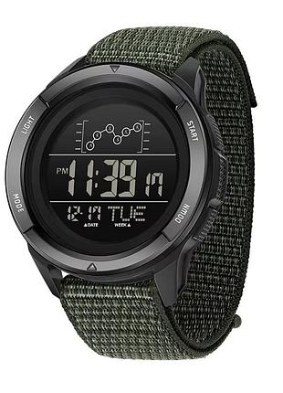 Чоловічий тактичний годинник sanda 2198 nylon army green з водонепроникністю 5 atm та підсвічуванням