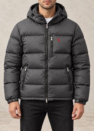 Чоловіча брендова куртка polo ralph lauren, чорна осіння на еко-пуху, поло ральф лорен