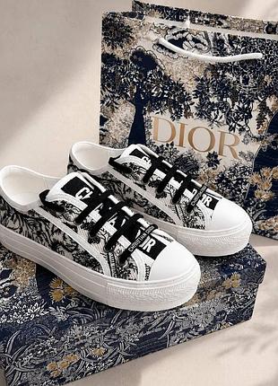 Женские кеды dior walk’n’dior с принтом toile de jouy черные 39 размер (24,5 см) кеды диор с коробкой и пакетом