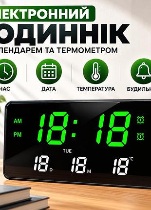 Электронные настенные часы ukc с красной подсветкой, календарём и термометром 9078