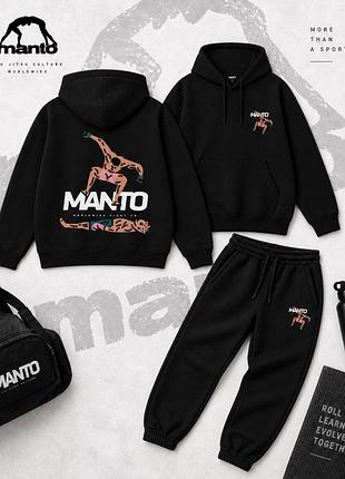 Мужской спортивный костюм manto черный с принтом демисезонный s (b)