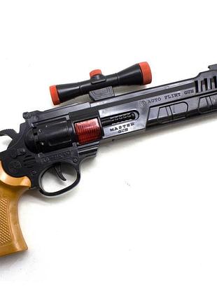 Пістолет механічний з оптичним прицілом, видає звук та іскри 725 goldengun, шт