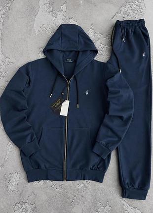 Мужской спортивный костюм polo ralph lauren синий демисезонный демисезонный из двунитки (b)