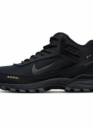 Чоловічі зимові термокросівки nike rivah bid winter fur gore-tex чорні на хутрі (b)