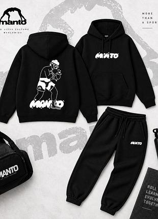 Мужской спортивный костюм manto черный с принтом демисезонный s (b)