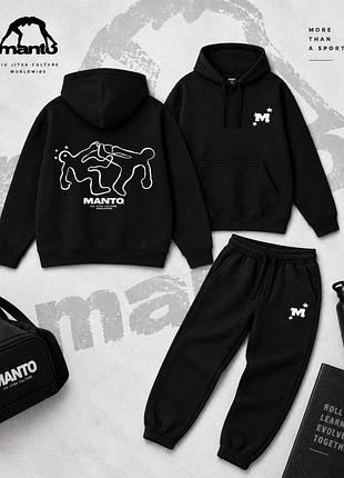 Мужской спортивный костюм manto черный с принтом демисезонный s (b)