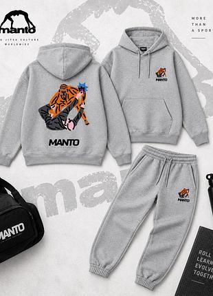 Мужской спортивный костюм manto серый с принтом демисезонный s (b)